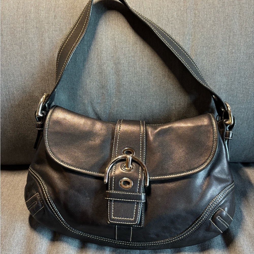Coach Vintage Old Black Leather Shoulder Bag